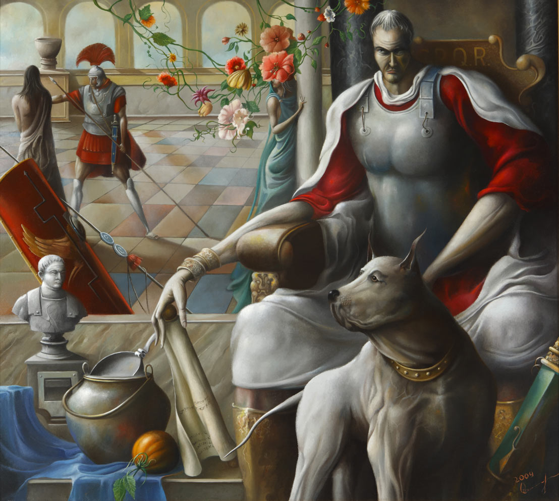 Pilate and his dog Banga, 90x100 cm, oil on canvas, 2009.